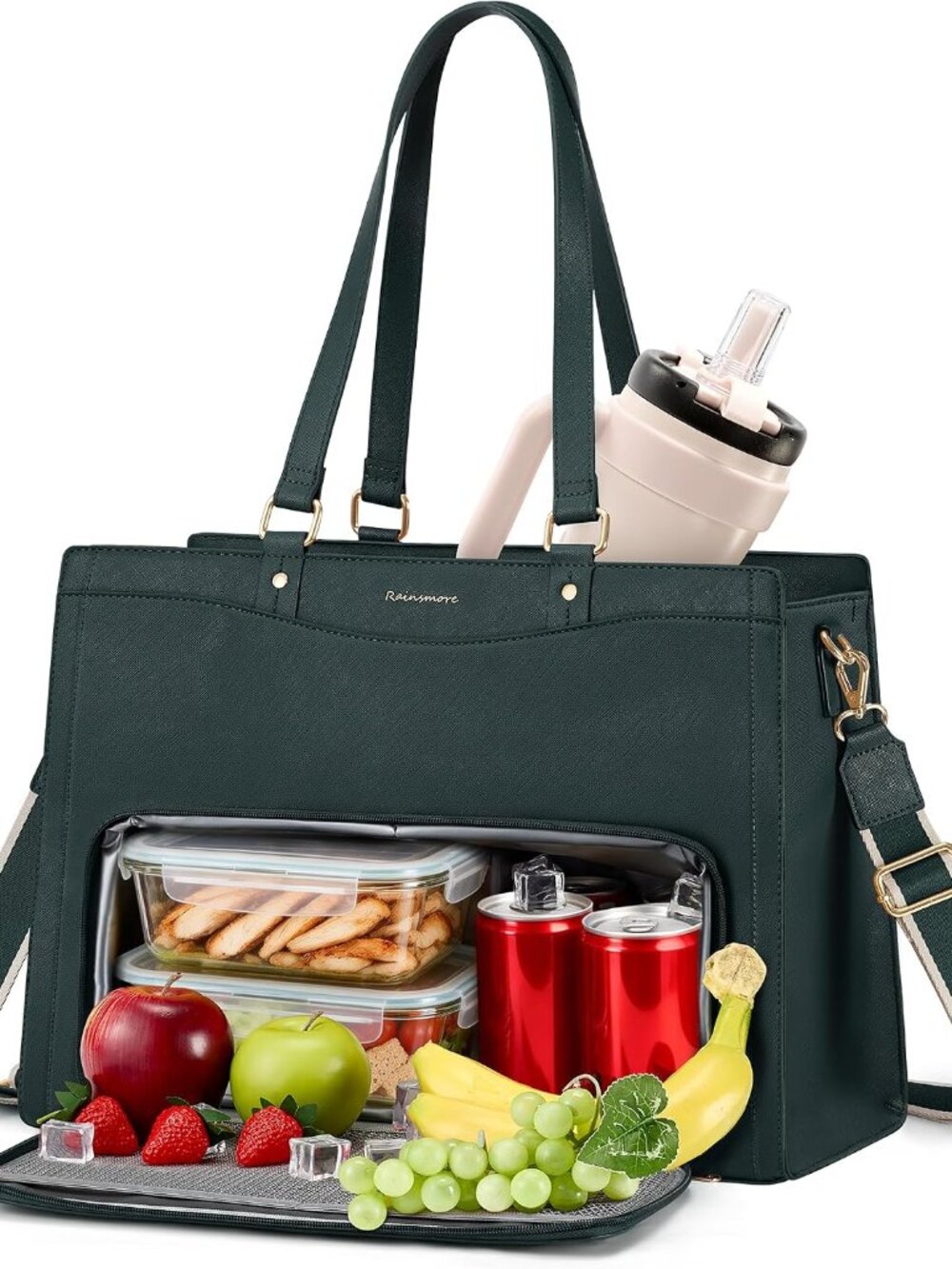 Laptop Tote Bag with Insulated Lunch Compartment, 15.6 Inch Laptop Work Tote wit